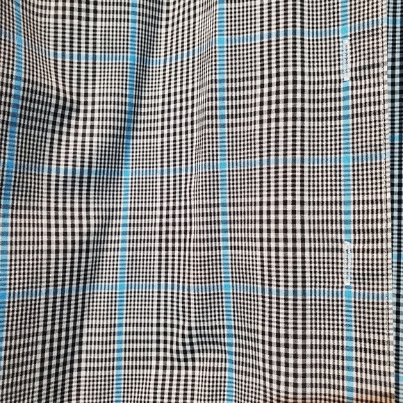 Foxcroft Button down Wrinkle Free Black white blue plaid sz12 - Picture 2 of 4